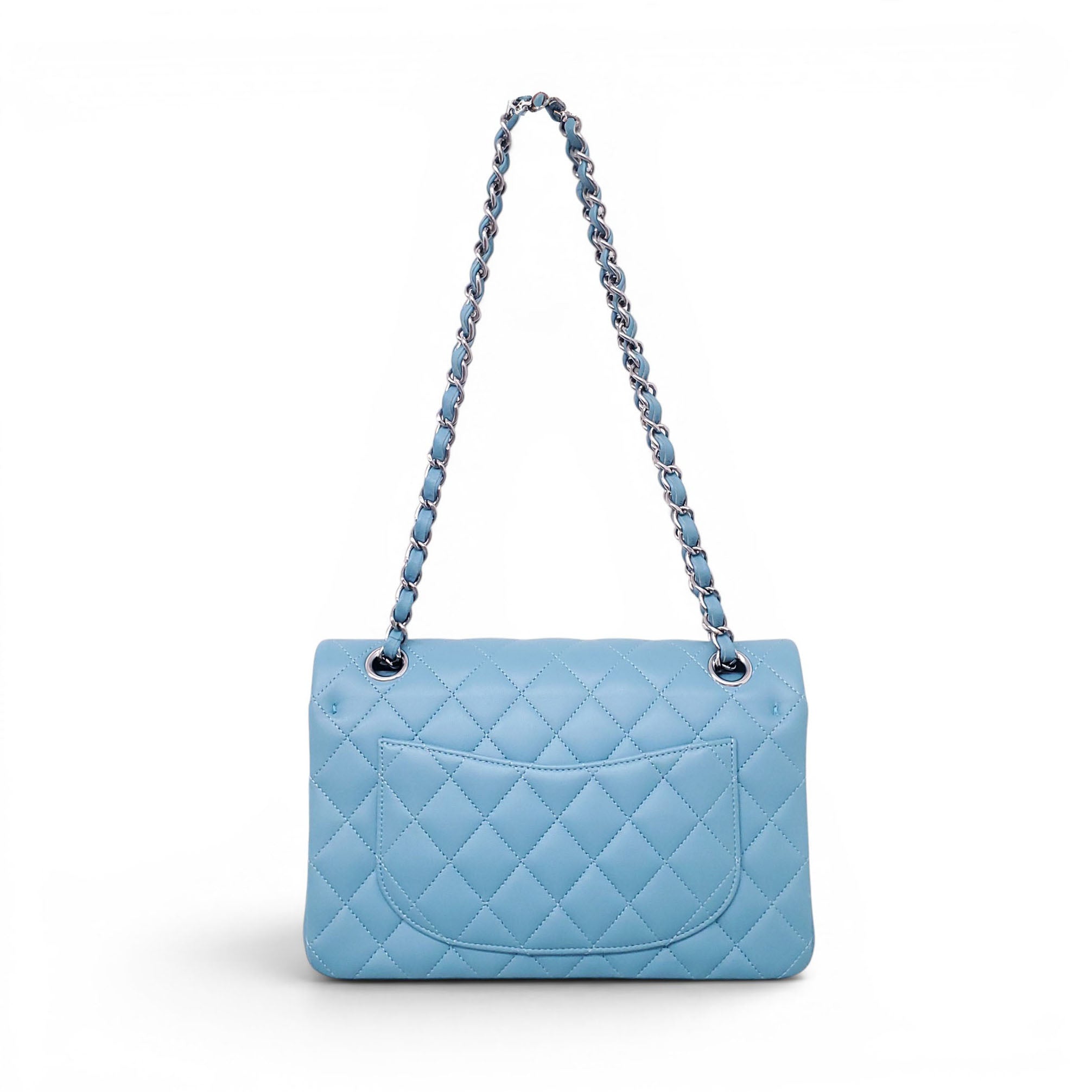CHANEL TURQUOISE LAMBSKIN CLASSIC DOUBLE FLAP BAG