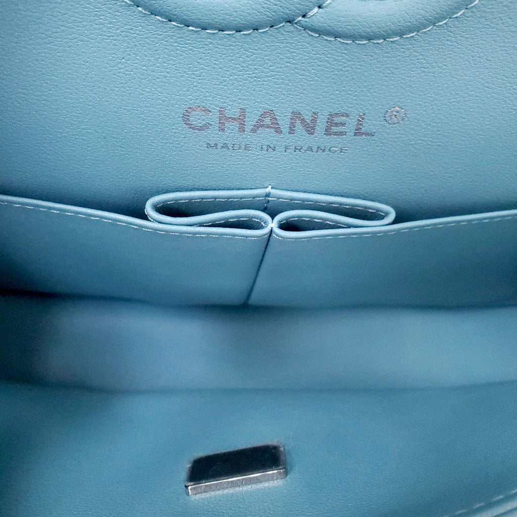 CHANEL TURQUOISE LAMBSKIN CLASSIC DOUBLE FLAP BAG