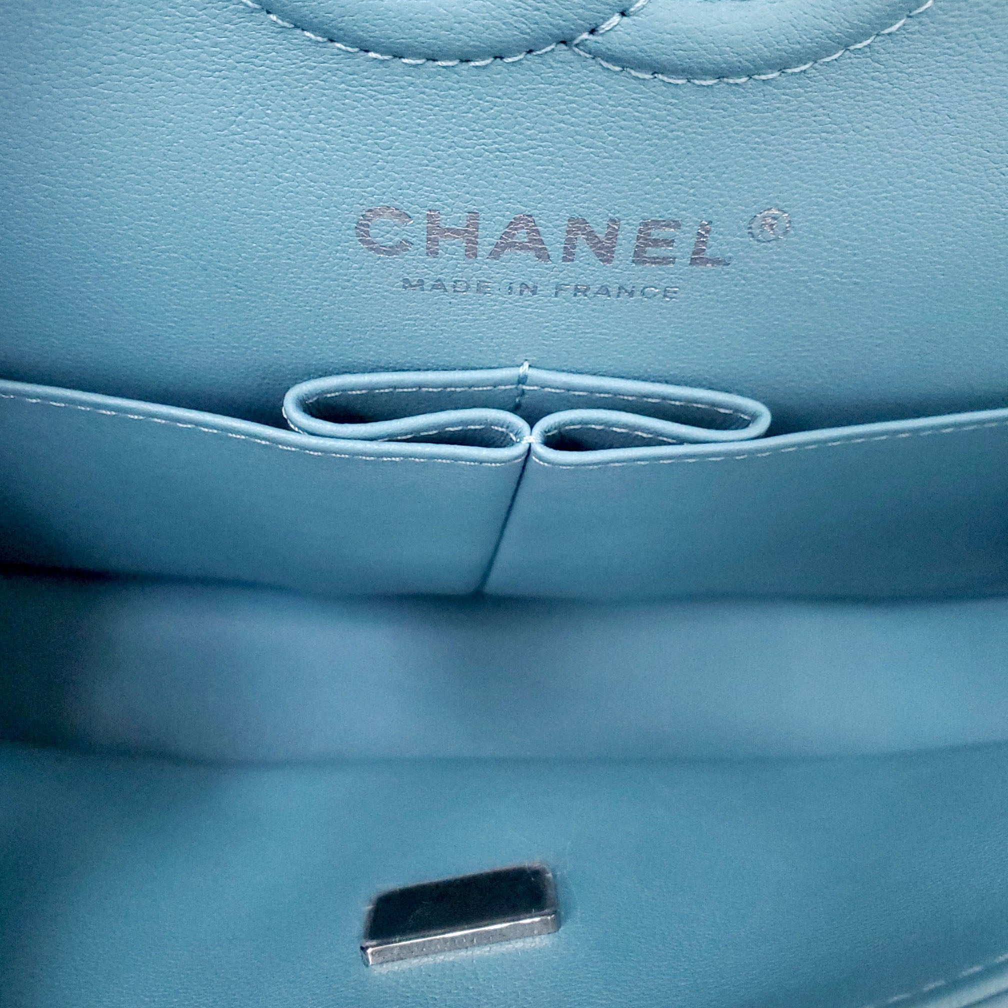 CHANEL TURQUOISE LAMBSKIN CLASSIC DOUBLE FLAP BAG