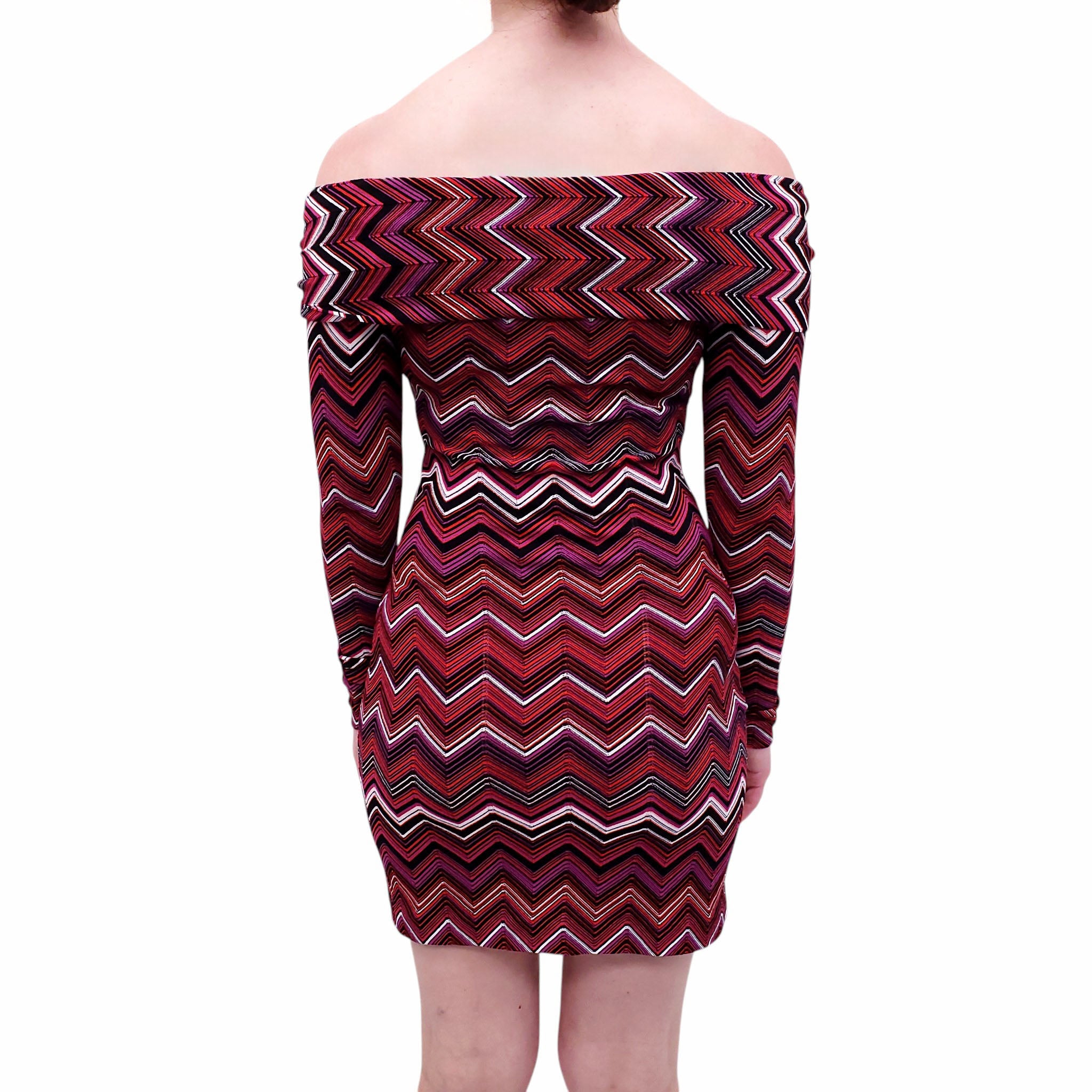 MISSONI BURGUNDY CHEVRON PATTERNED DRESS - SIZE 40