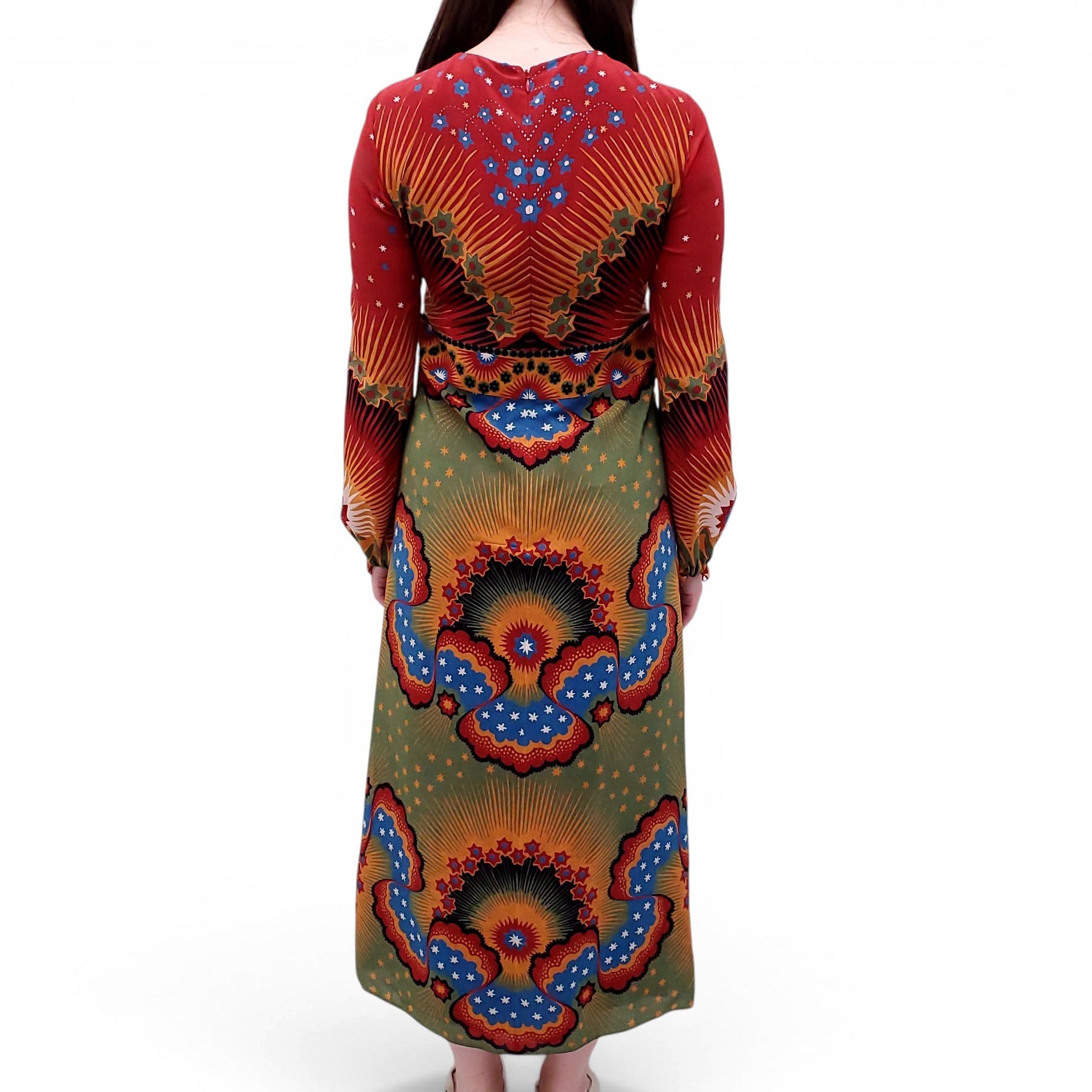 VALENTINO ENCHANTED WONDERLAND AND VOLCANO PATTERNED DRESS - SIZE 42