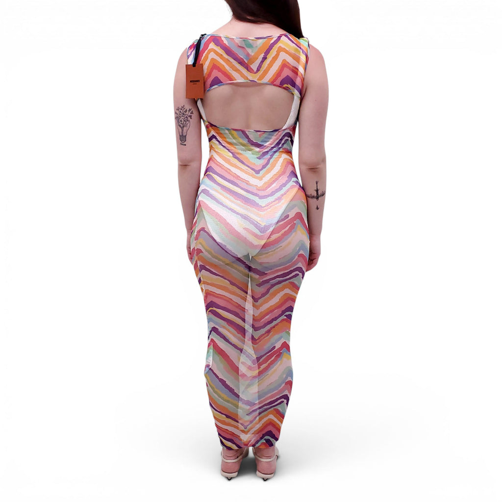 MISSONI MULTICOLOURED MESH LONG COVER-UP DRESS - SIZE 38