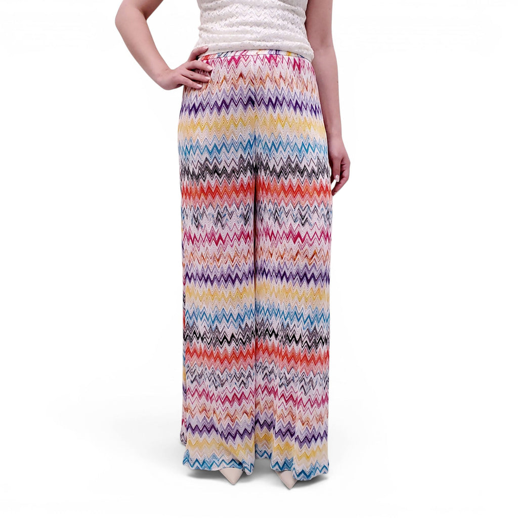 MISSONI MULTICOLOURED CHEVRON PATTERNED TROUSERS - SIZE 38