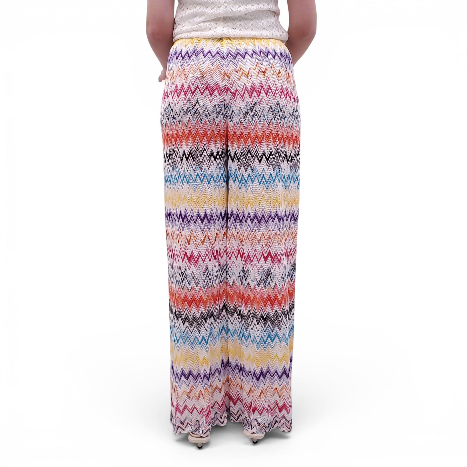 MISSONI MULTICOLOURED CHEVRON PATTERNED TROUSERS - SIZE 38