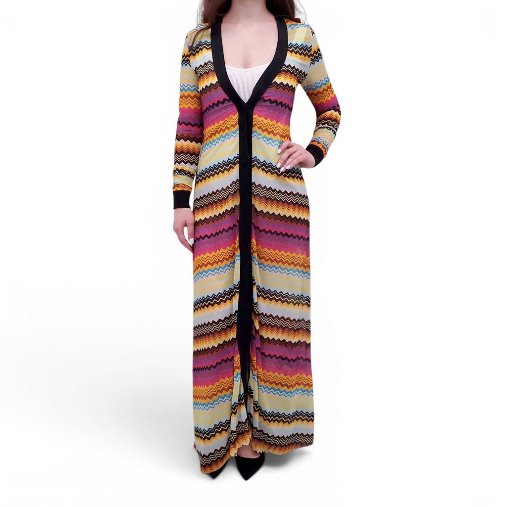MISSONI ZIGZAG PATTERNED MAXI MESH COVER-UP DRESS - SIZE 42