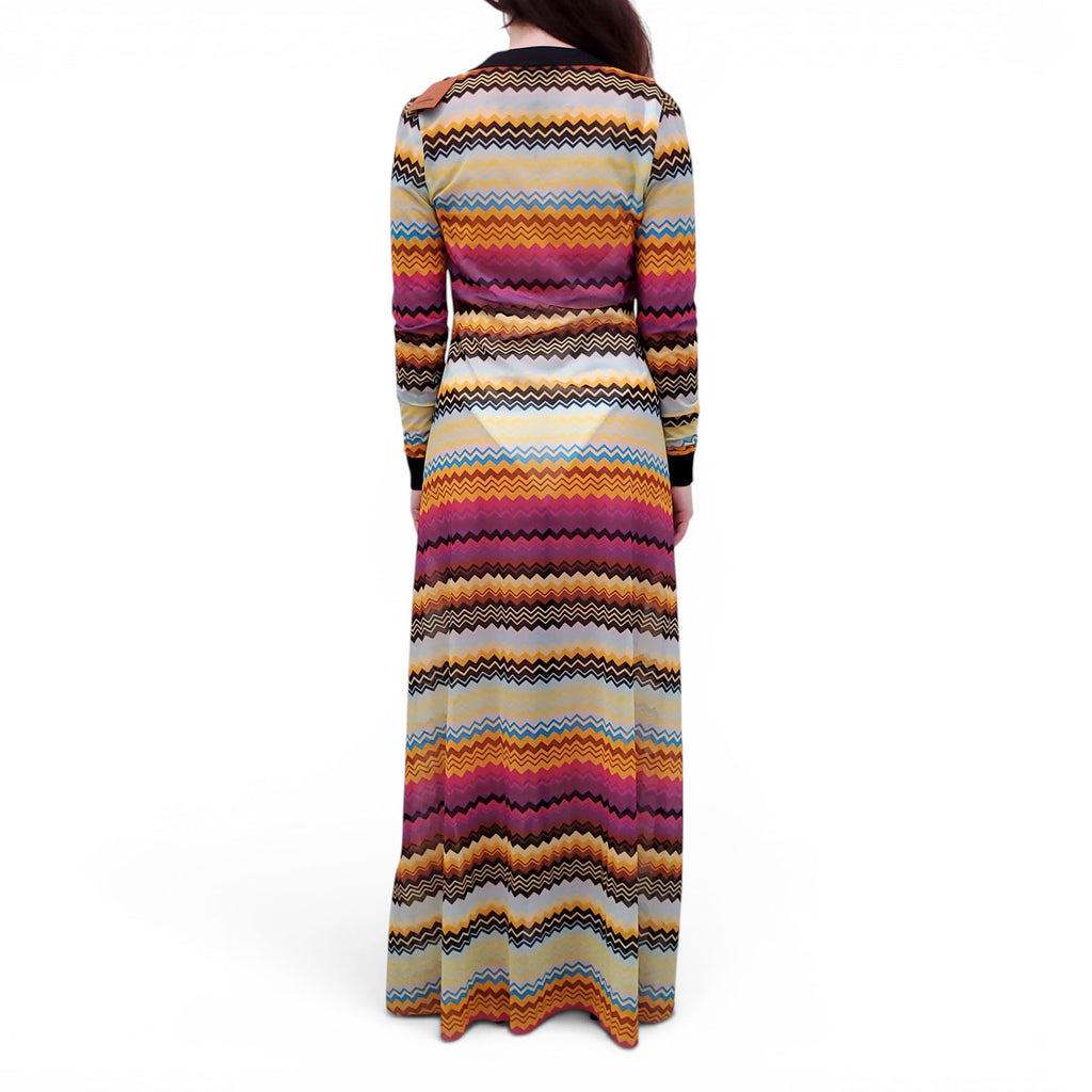 MISSONI ZIGZAG PATTERNED MAXI MESH COVER-UP DRESS - SIZE 42