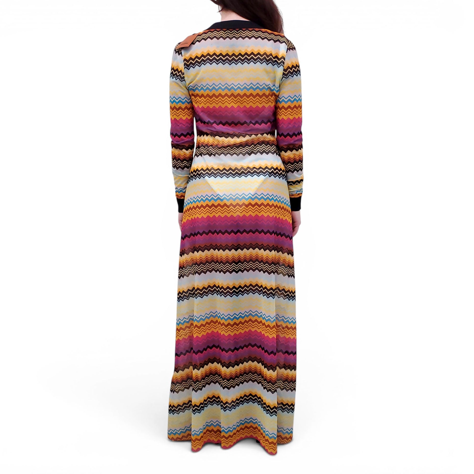 missoni mesh dress MISSONI ZIGZAG PATTERNED MAXI MESH COVER-UP DRESS - SIZE 42