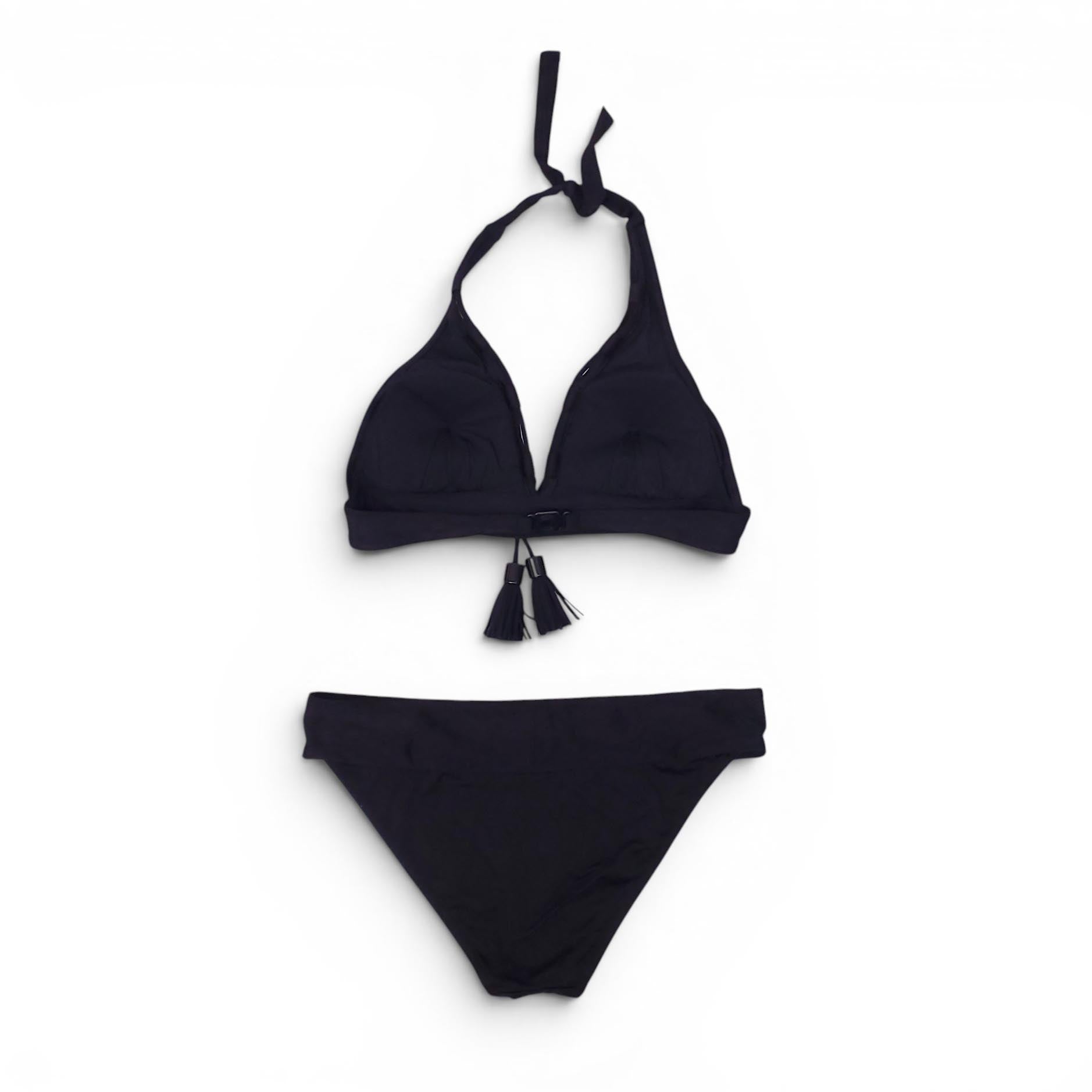 HERMÈS BLACK PATTERNED BIKINI - SIZE 38