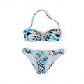 EMILIO PUCCI TURQUOISE AND YELLOW PATTERNED BIKINI - SIZE 40