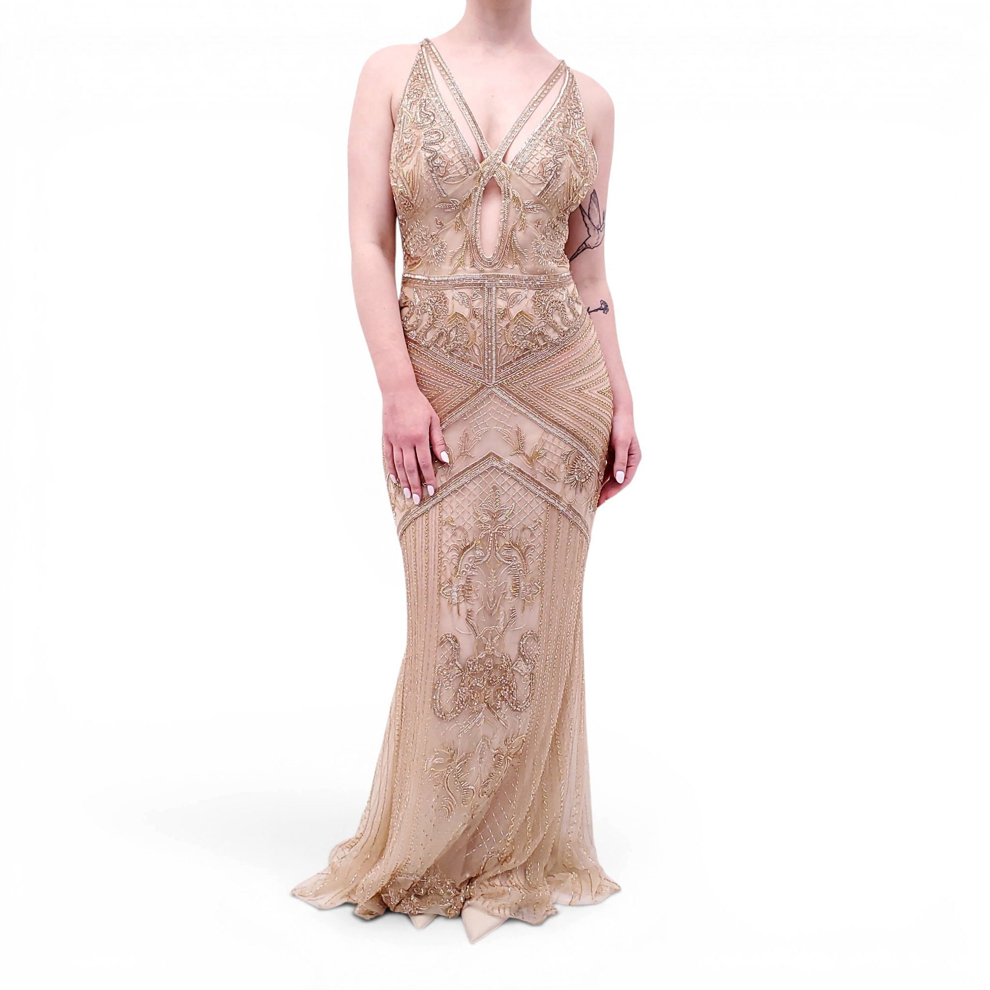 ROBERTO CAVALLI GOLD SEQUIN GOWN - SIZE 42 Rewind Couture ROBERTO CAVALLI GOLD SEQUIN GOWN - SIZE 42 Rewind Couture