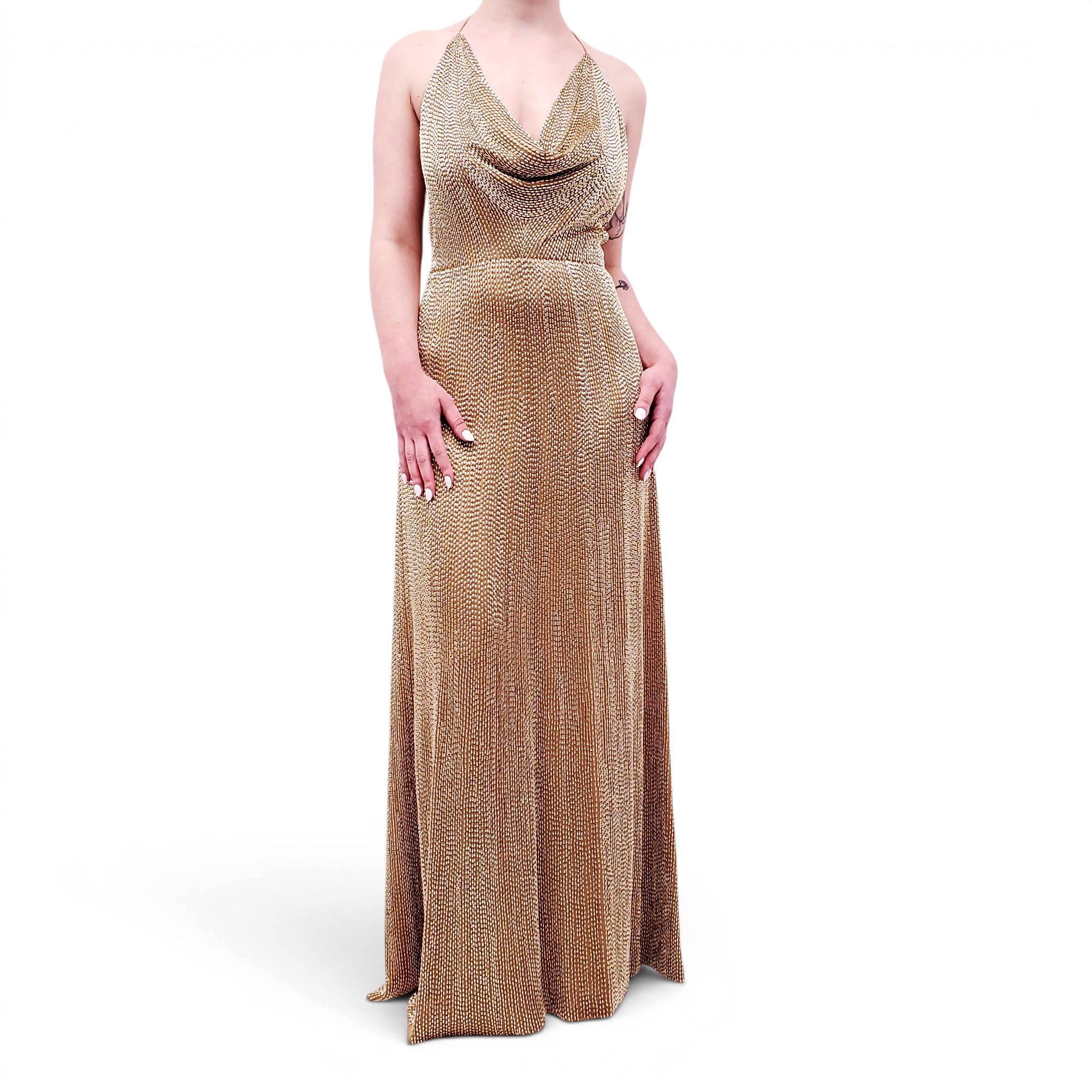 GUCCI GOLD BEADED GOWN