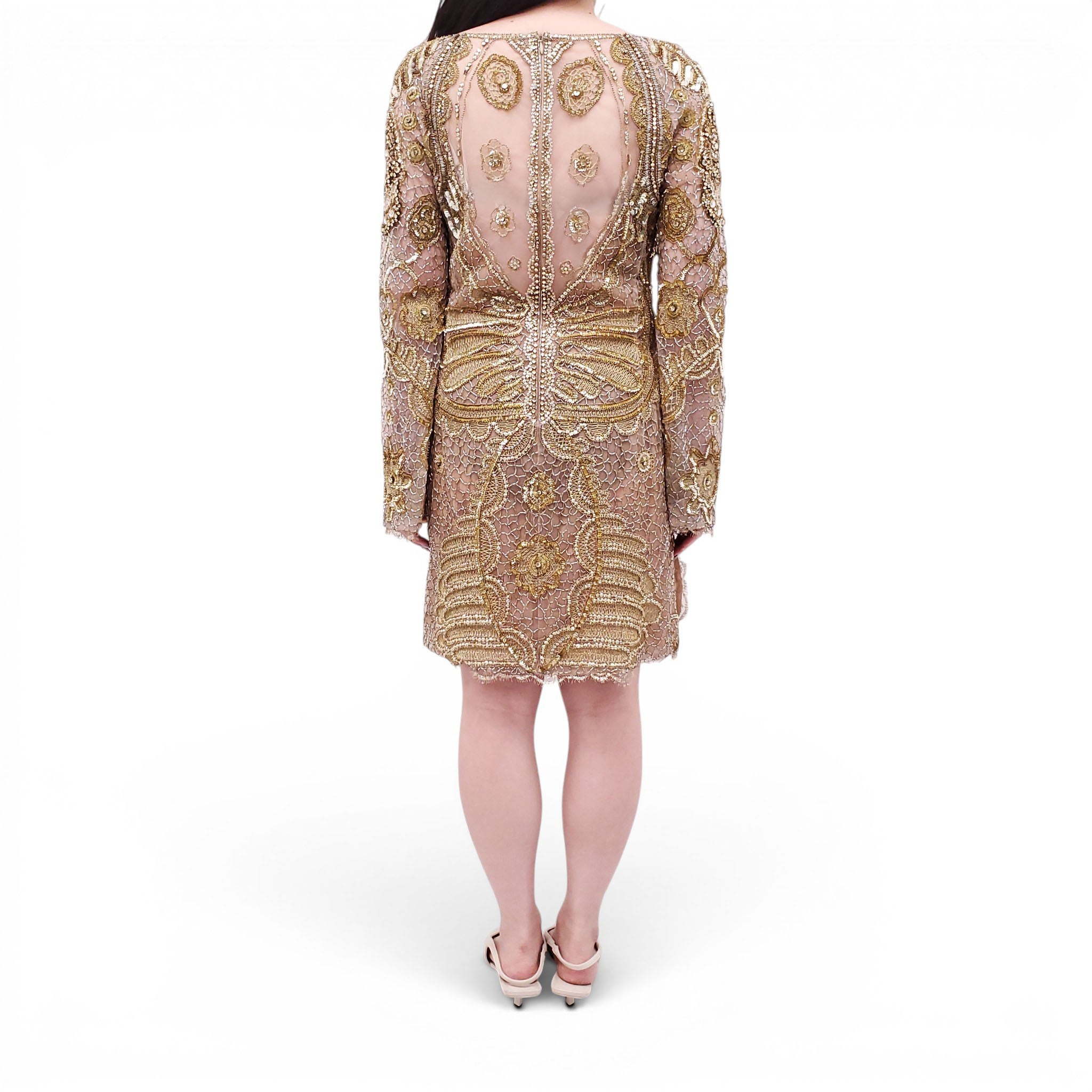EMILIO PUCCI RUNWAY GOLD SEQUIN SKULL PATTERNED DRESS - SIZE 10 - L EMILIO PUCCI RUNWAY GOLD SEQUIN SKULL PATTERNED DRESS - SIZE 10 - L