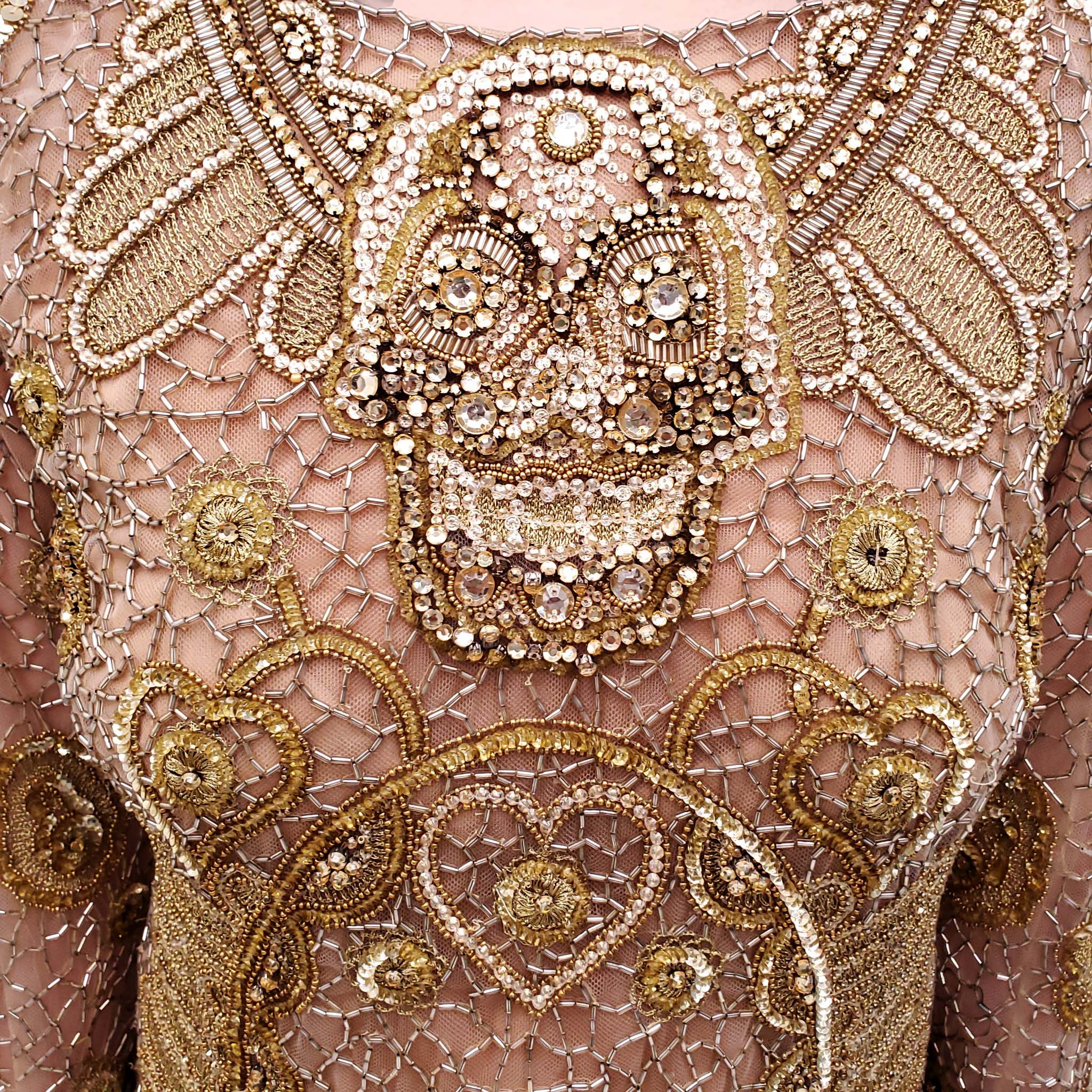 pucci beaded dress EMILIO PUCCI RUNWAY GOLD SEQUIN SKULL PATTERNED DRESS