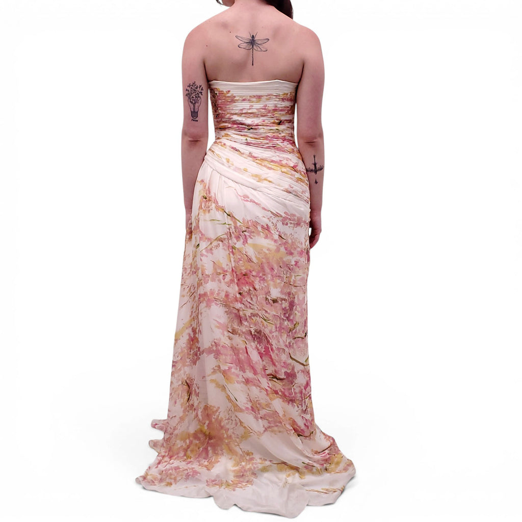MONIQUE LHUILLIER FLORAL WATERCOLOUR GOWN - SIZE 4