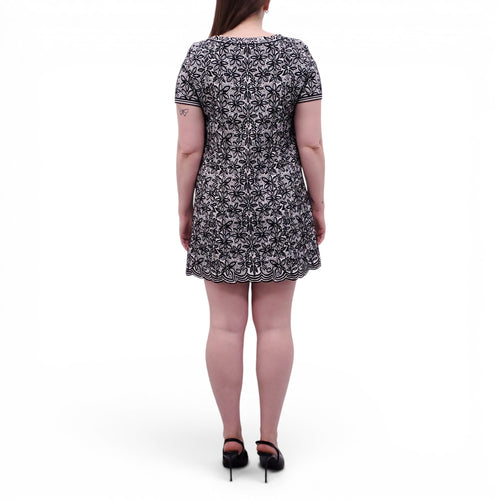 ALAÏA BLACK AND WHITE FLORAL PATTERNED DRESS - SIZE 42