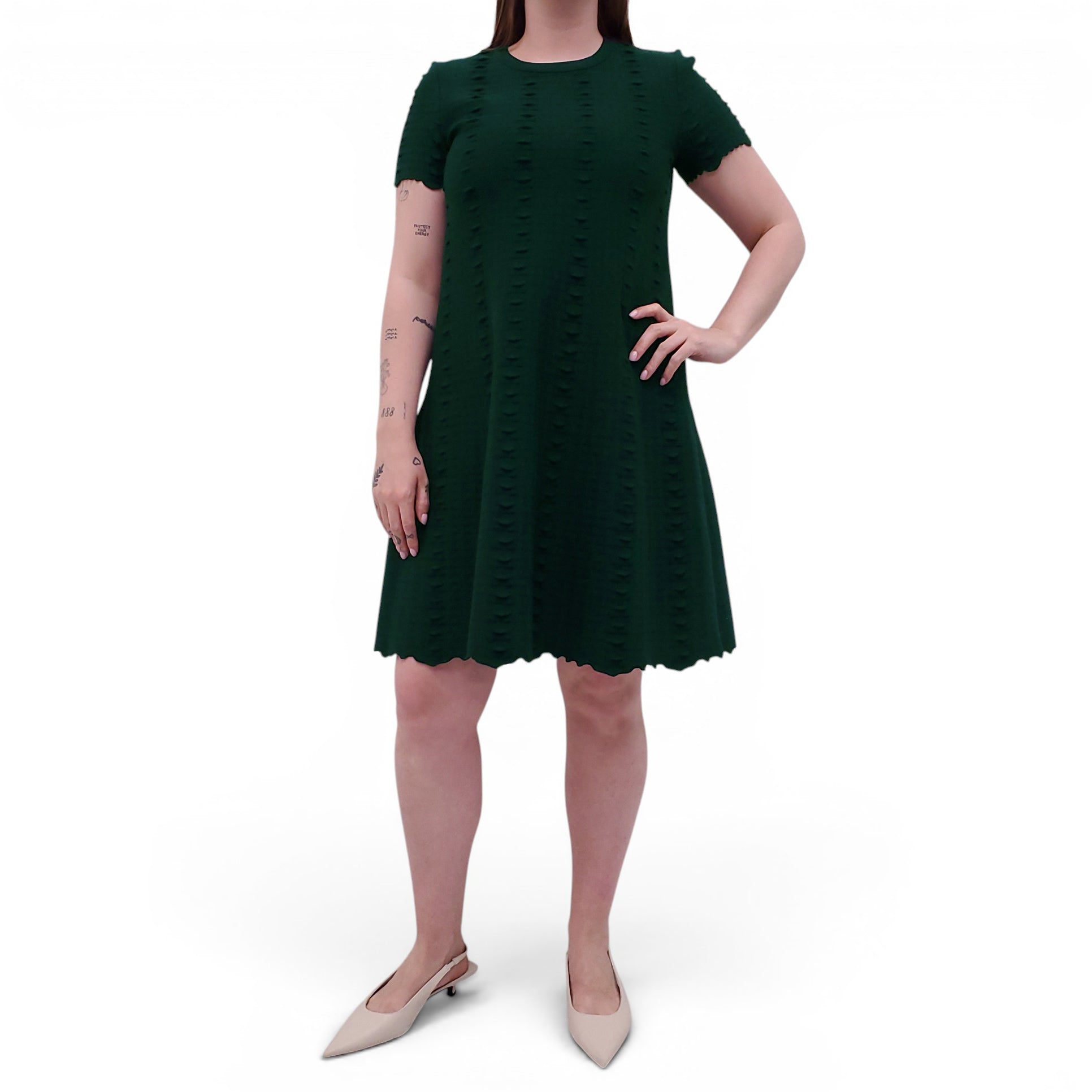 ALAÏA GREEN A-LINE DRESS