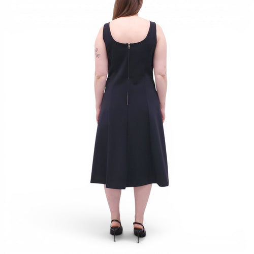 ADAM LIPPES BLACK FITTED A-LINE DRESS - SIZE 12