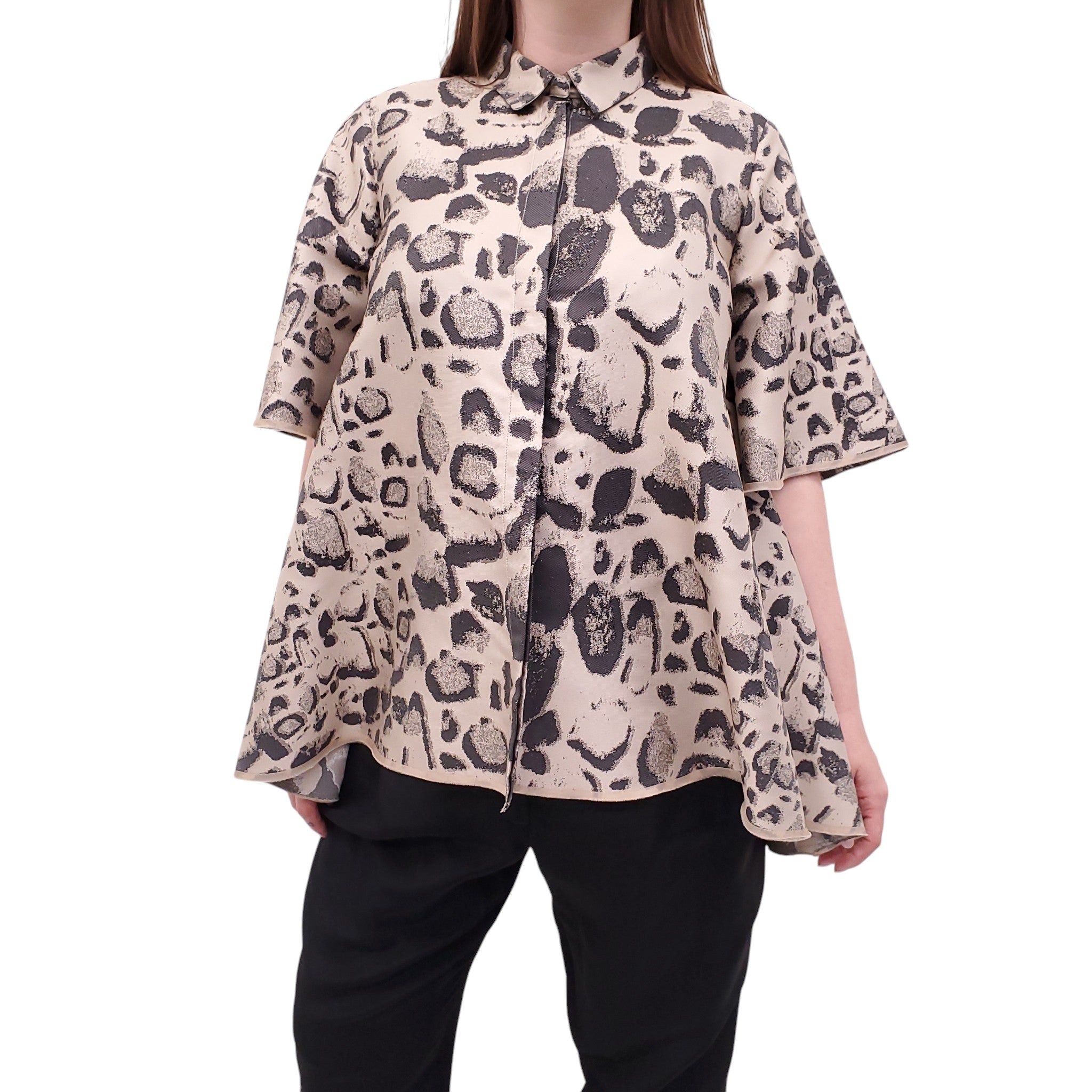 GIAMBATTISTA VALLI LEOPARD A-LINE BLOUSE - SIZE 42