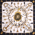 HERMÈS CREAM AND BLACK KEY PATTERNED SILK SCARF