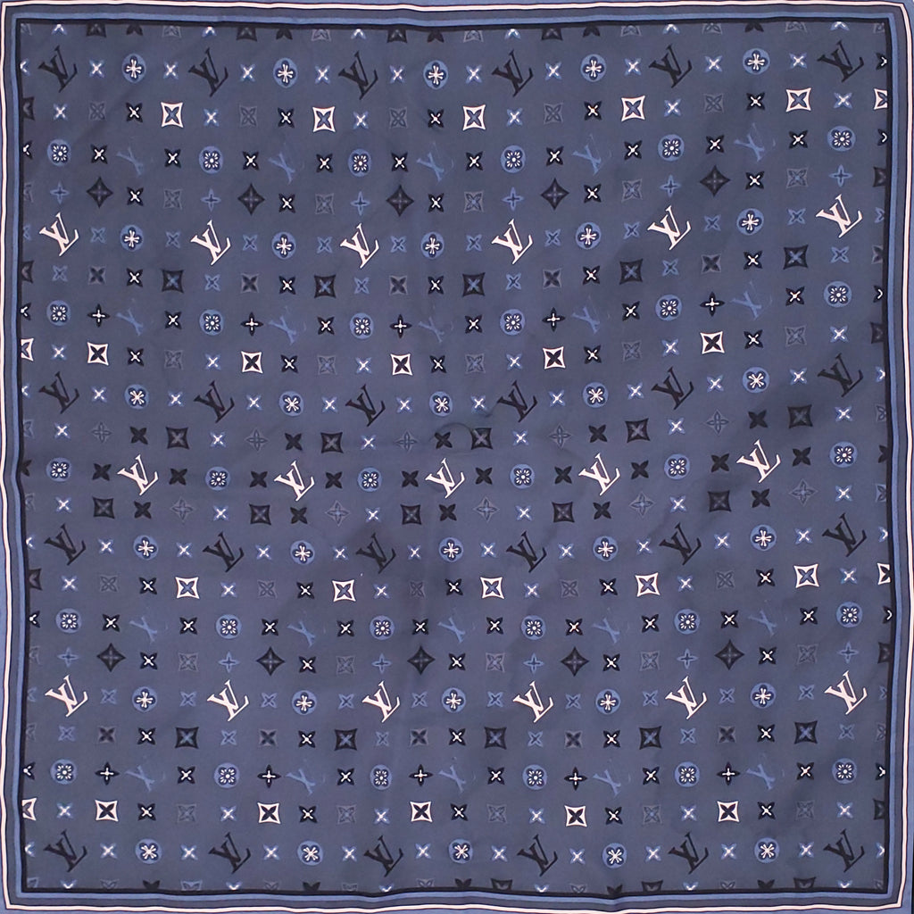 LOUIS VUITTON SMALL DARK GREY LOGO SILK SCARF