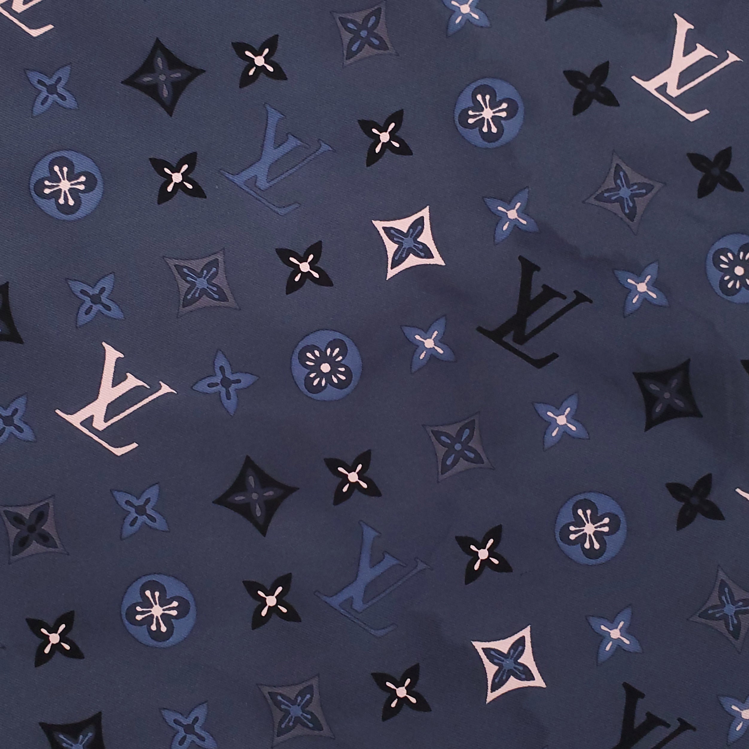 LOUIS VUITTON SMALL DARK GREY LOGO SILK SCARF