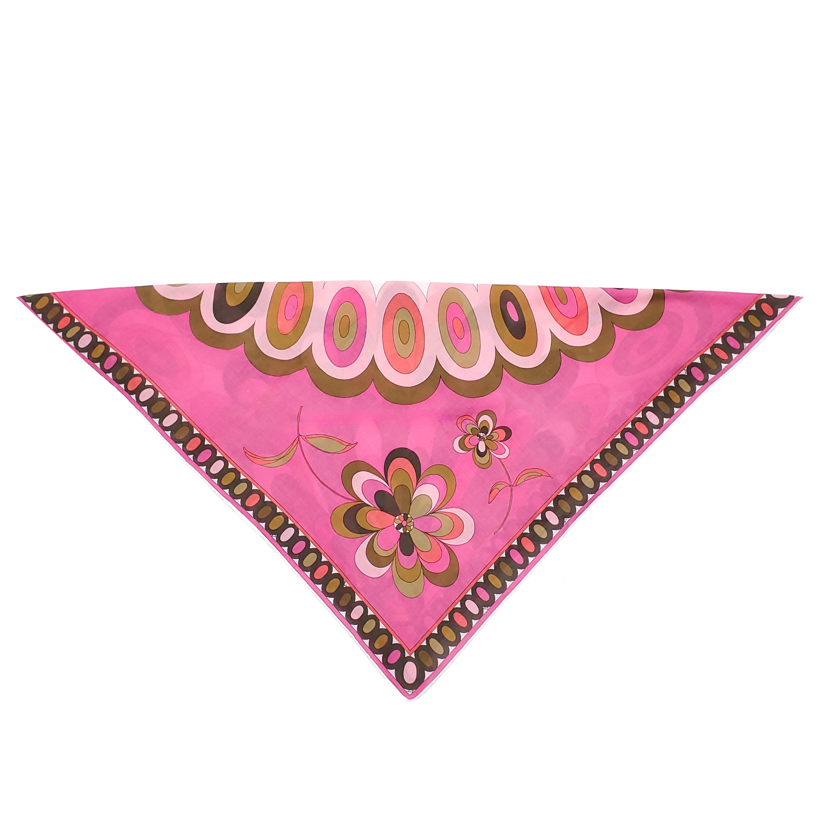 EMILIO PUCCI PINK AND BROWN FLORAL PATTERNED SCARF