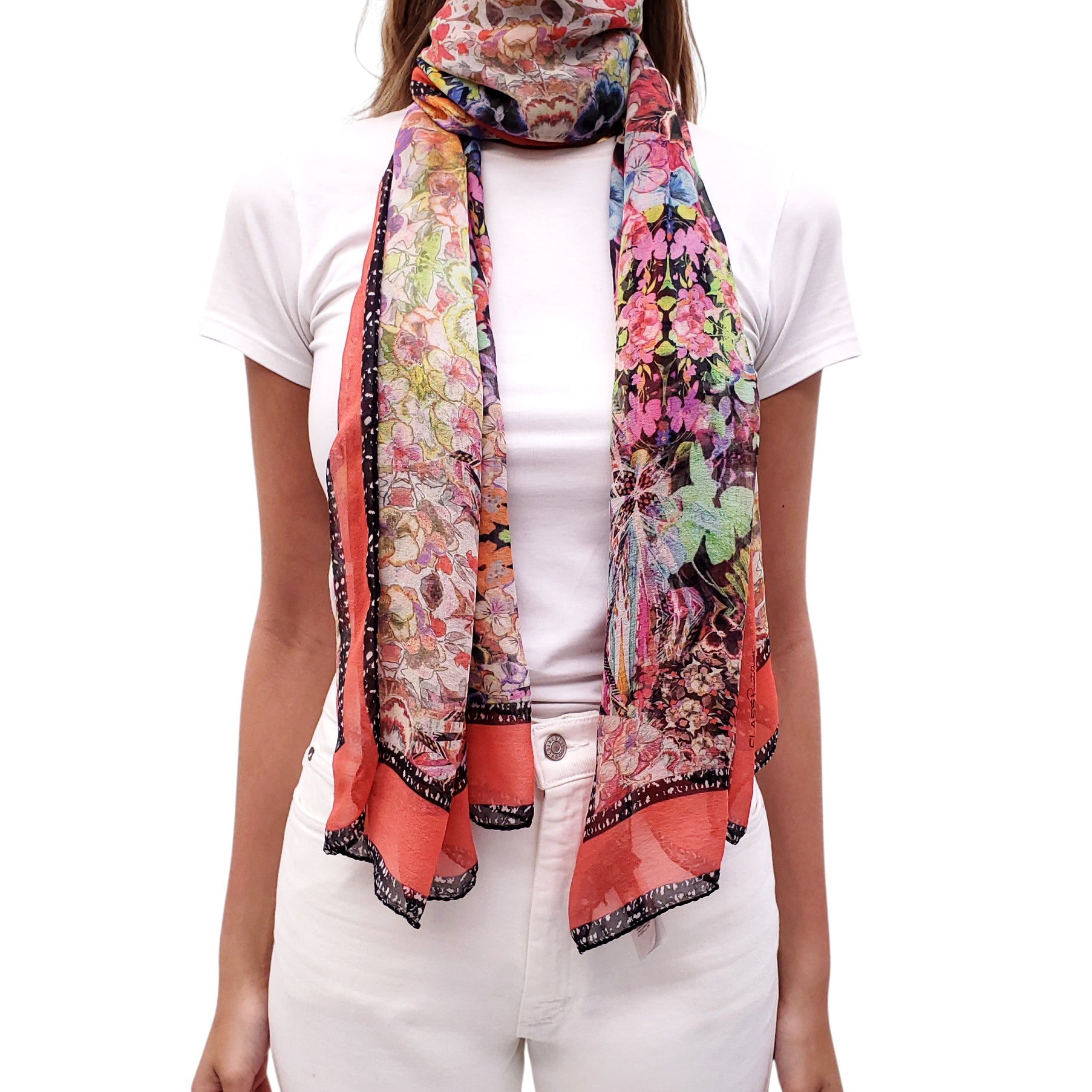ROBERTO CAVALLI MULTICOLOURED FLORAL PRINT SHAWL