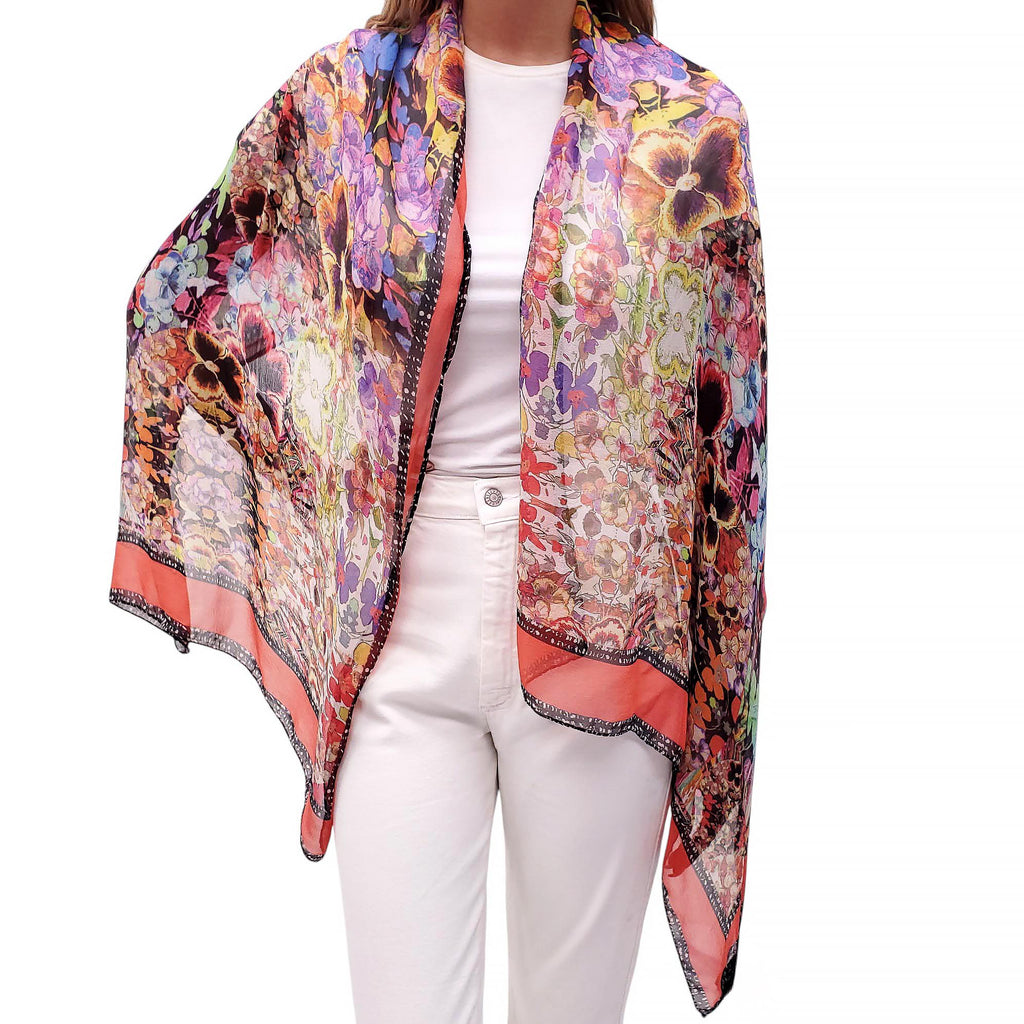 ROBERTO CAVALLI MULTICOLOURED FLORAL PRINT SHAWL