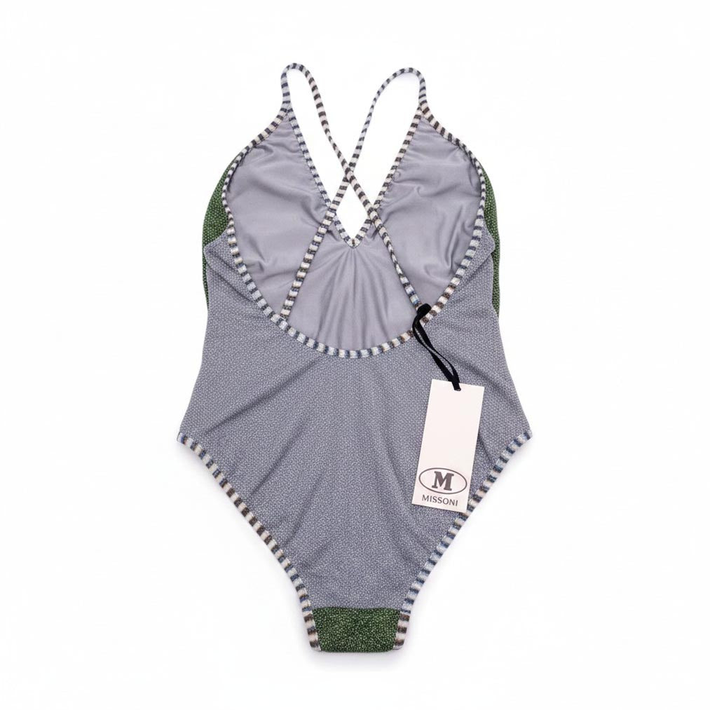 MISSONI GREEN METALLIC ONE-PIECE SWIMSUIT - SIZE 42 – Rewind Couture