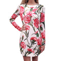 DOLCE & GABBANA WHITE AND PINK FLORAL CHARMEUSE MINI DRESS - SIZE 44