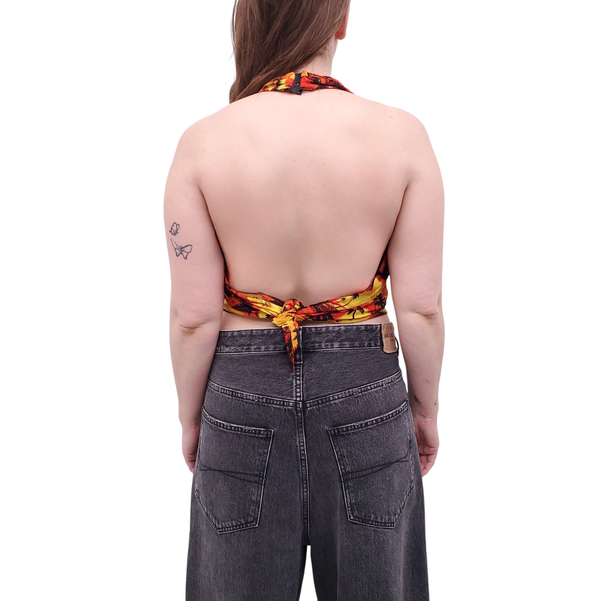 BALENCIAGA ORANGE HAWAIIAN TECHNICAL MESH TOP - SIZE 36 – Rewind