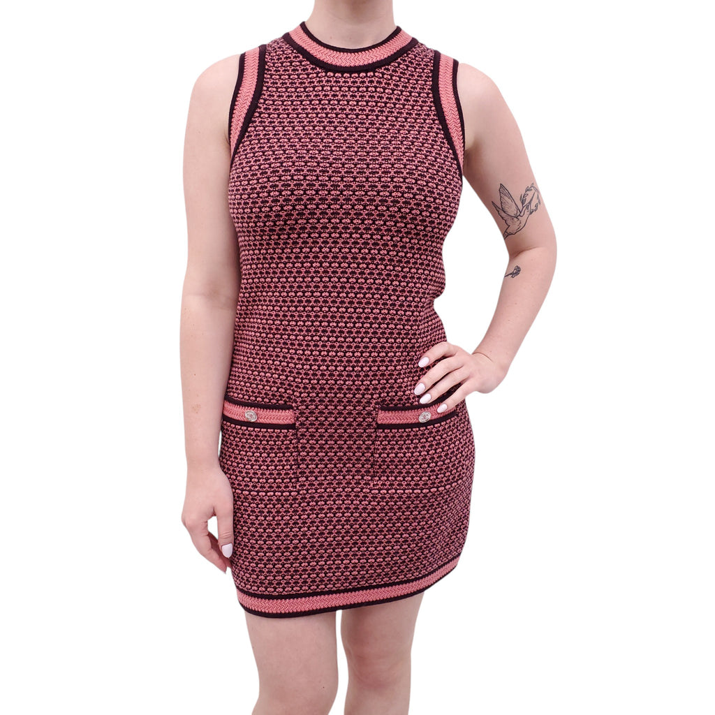 CHANEL 2023 MINI DRESS WITH CC LOGO BUTTONS - SIZE 34