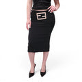FENDACE BLACK RUCHED SKIRT WITH LOGO BELT - SIZE 44