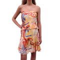 VALENTINO STRAPLESS PATTERNED RUFFLE DRESS - SIZE M/L
