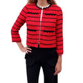 SONIA RYKIEL RED TWEED JACKET WITH BLACK SQUIGGLE DETAILS - SIZE S