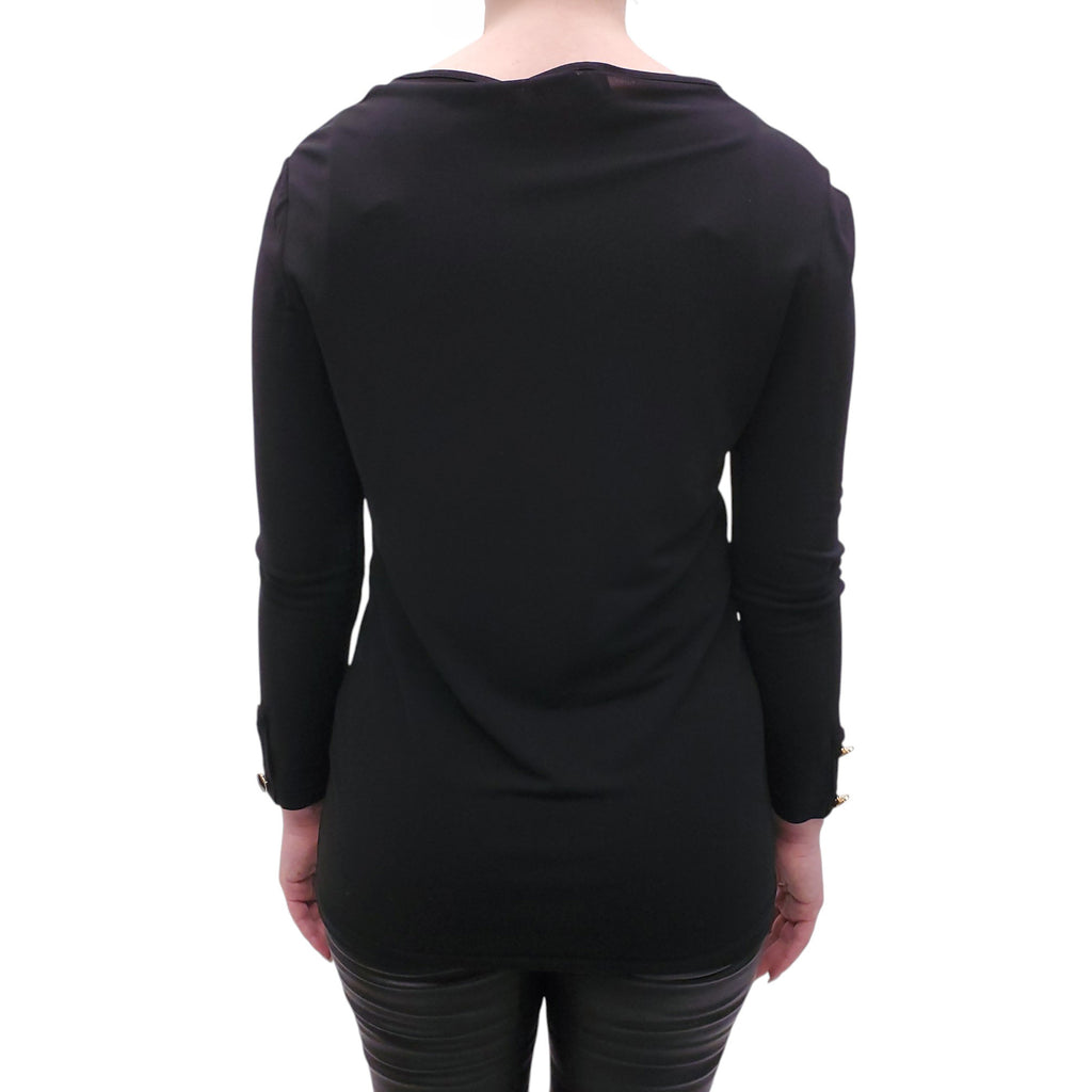 YVES SAINT LAURENT RIVE GAUCHE BLACK SILK BLOUSE - SIZE S