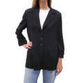 JEAN MUIR BLACK 3/4-SLEEVE BLAZER JACKET - SIZE L