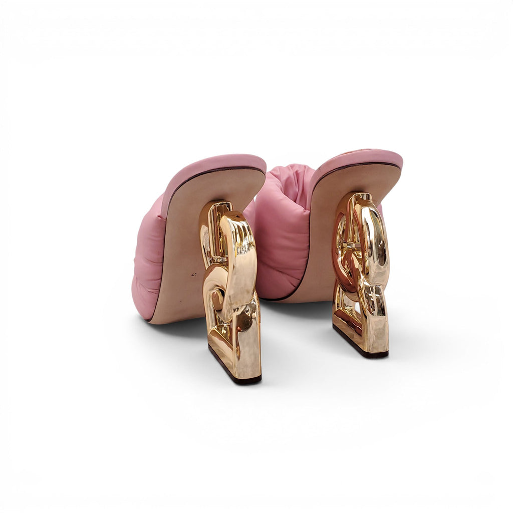 DOLCE & GABBANA PINK PUFFER LOGO HEELS - SIZE 41