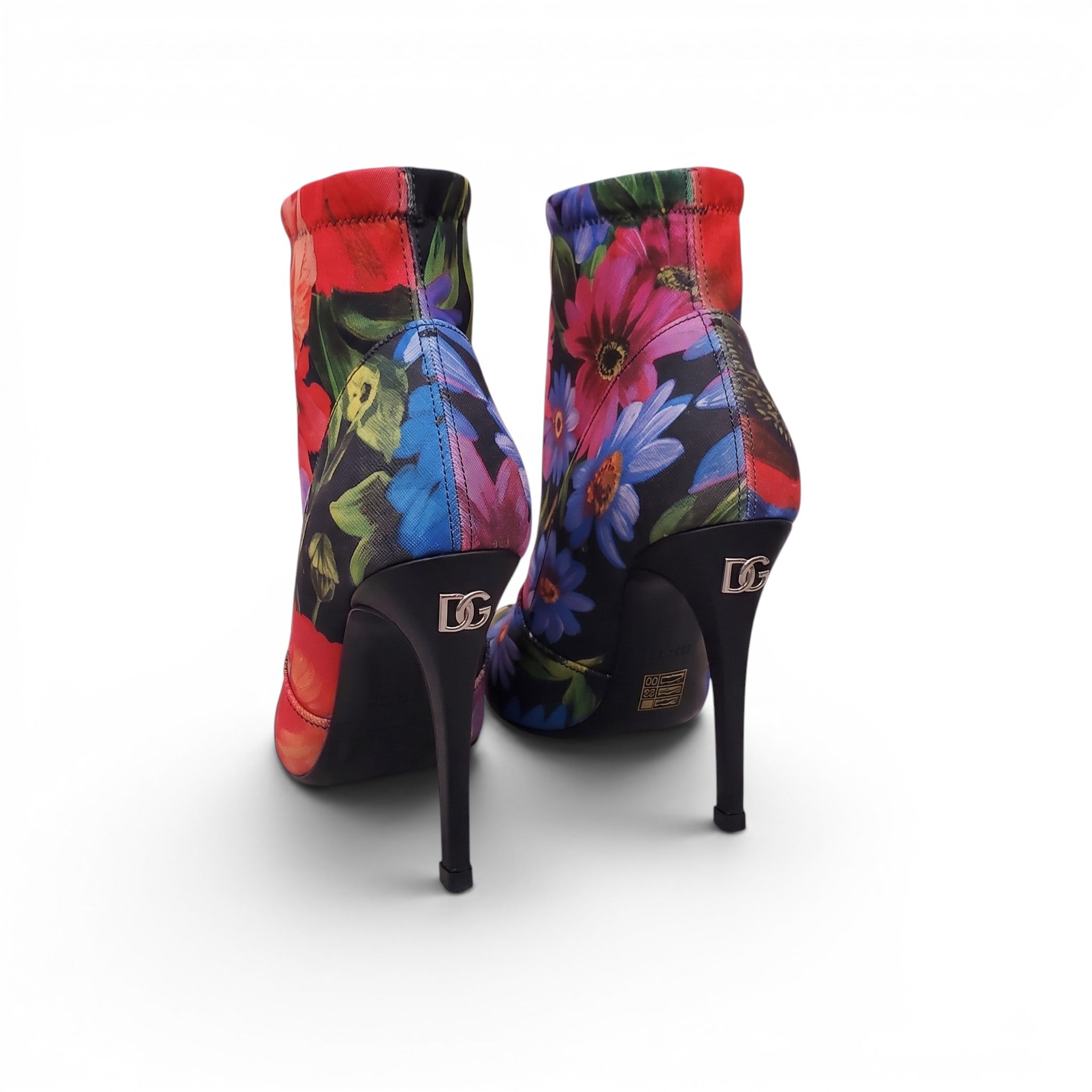 DOLCE & GABBANA FLORAL PRINT STRETCH BOOTIES - SIZE 40
