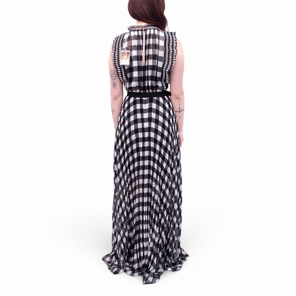 SELF-PORTRAIT BLACK AND WHITE GINGHAM PRINTED DRESS - SIZE US 6
