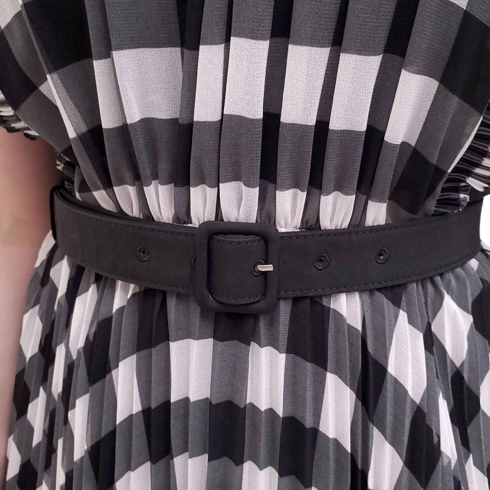 SELF-PORTRAIT BLACK AND WHITE GINGHAM PRINTED DRESS - SIZE US 6