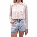 SELF-PORTRAIT CHAMPAGNE RHINESTONE MESH BLOUSE - SIZE US 8