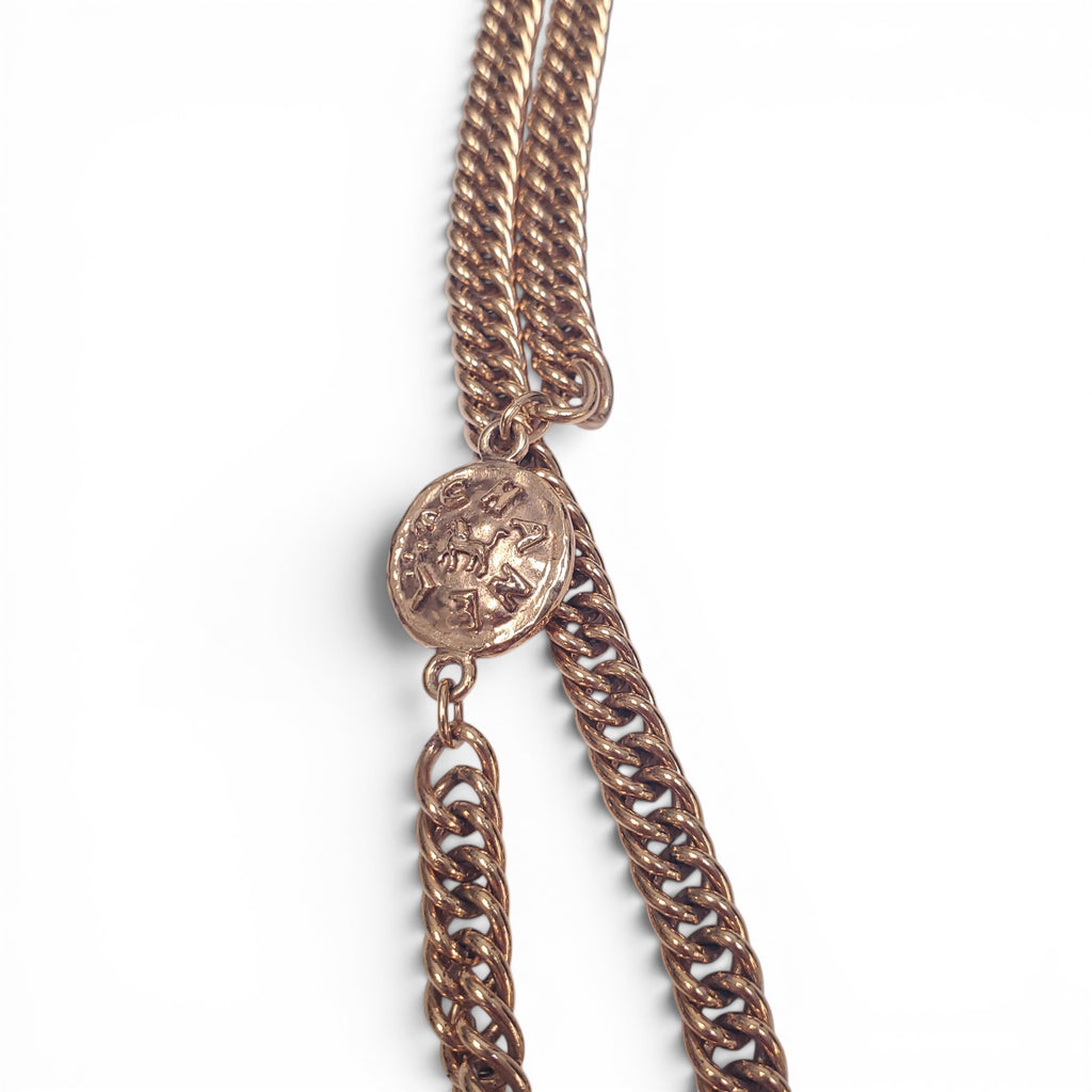 CHANEL VINTAGE LION LOGO STATION NECKLACE