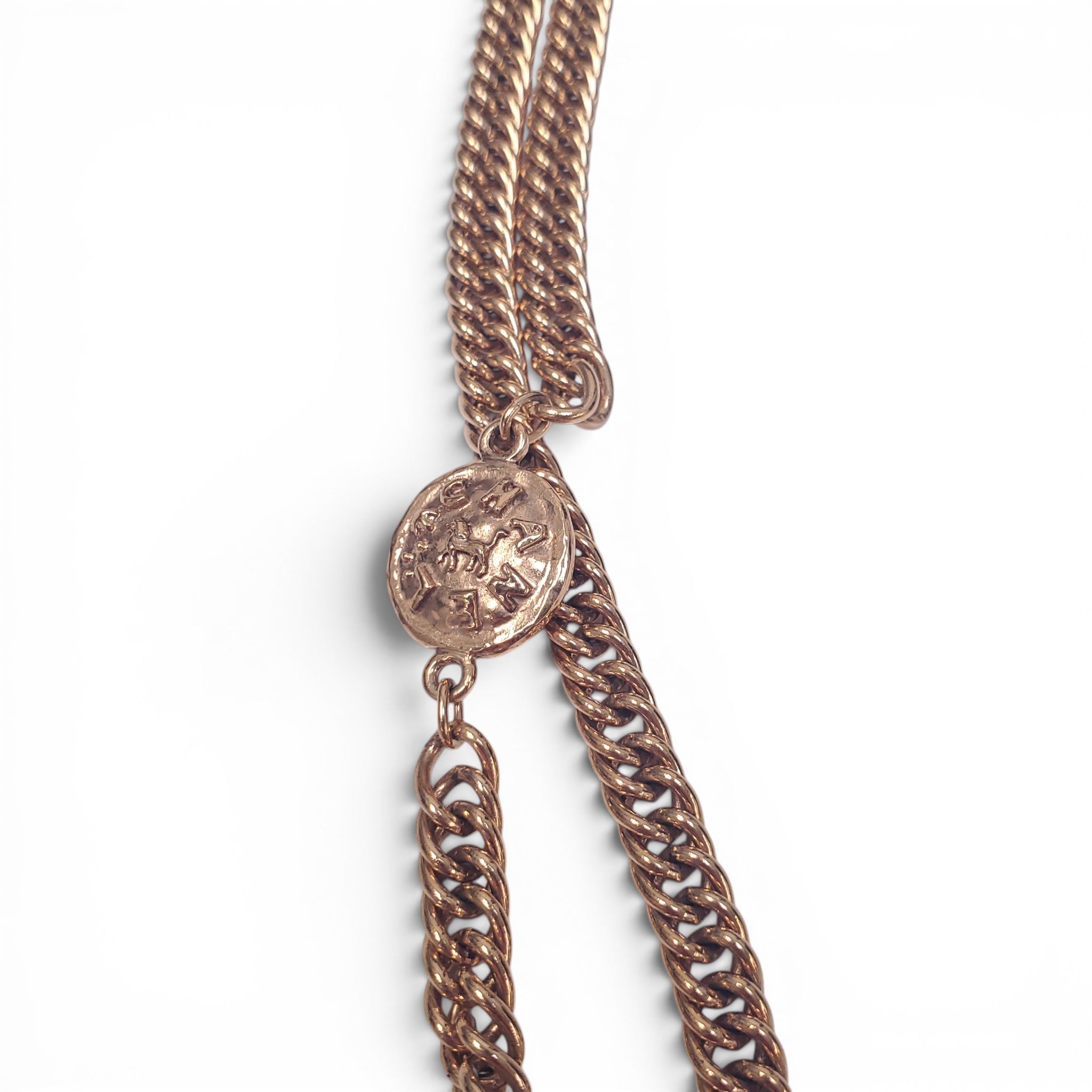 CHANEL VINTAGE LION LOGO STATION NECKLACE