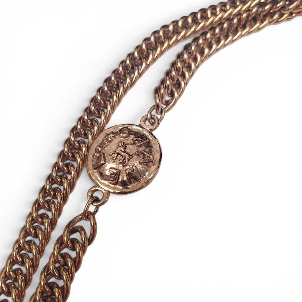 CHANEL VINTAGE LION LOGO STATION NECKLACE