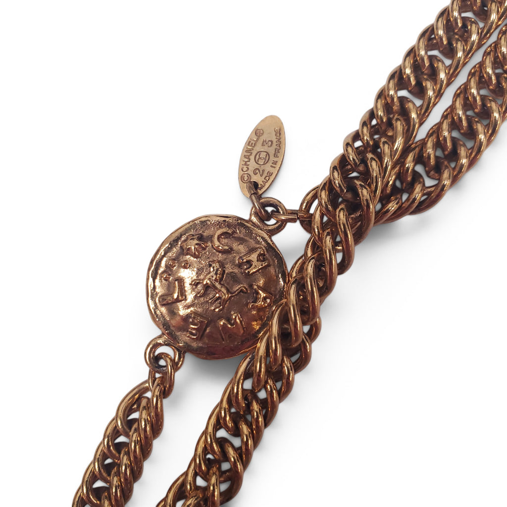CHANEL VINTAGE LION LOGO STATION NECKLACE