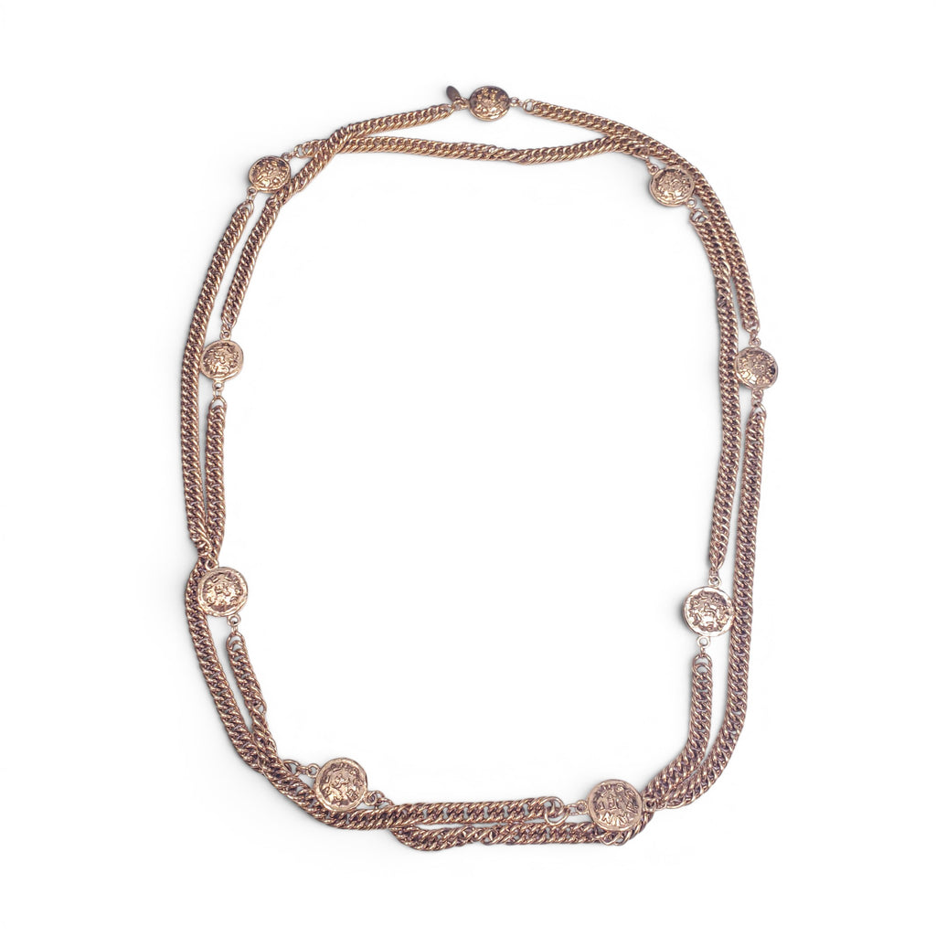 CHANEL VINTAGE LION LOGO STATION NECKLACE