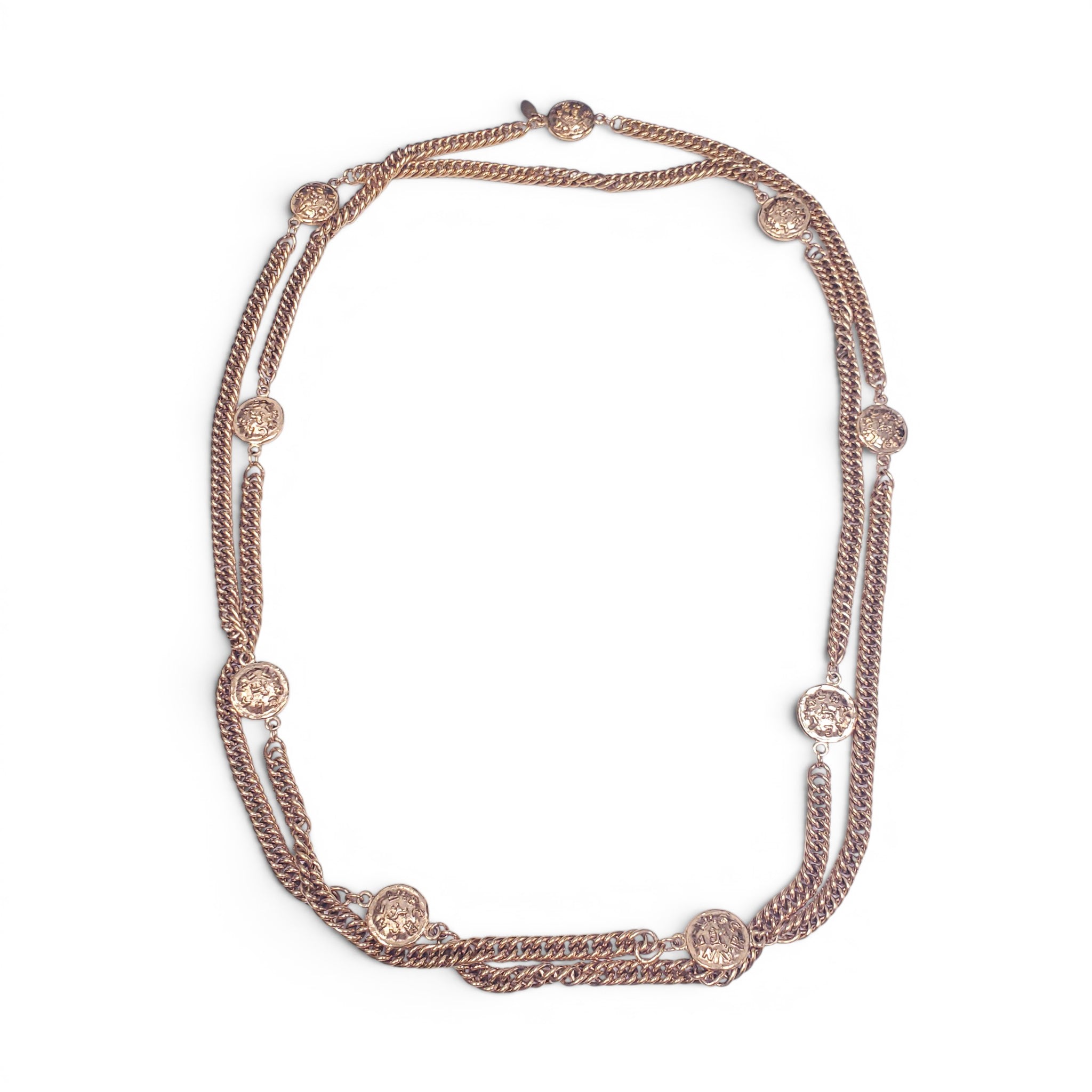CHANEL VINTAGE LION LOGO STATION NECKLACE