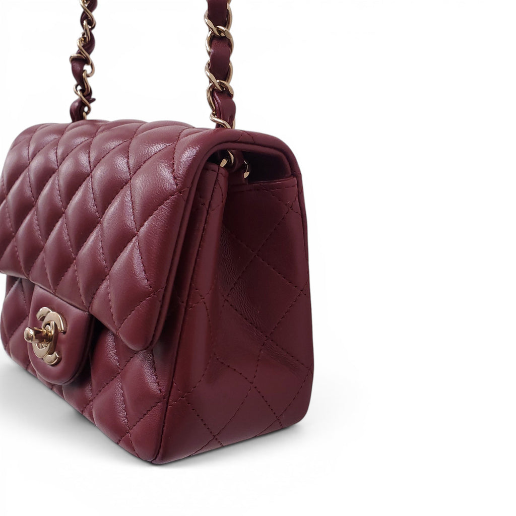 CHANEL BURGUNDY LAMBSKIN MINI SQUARE FLAP BAG