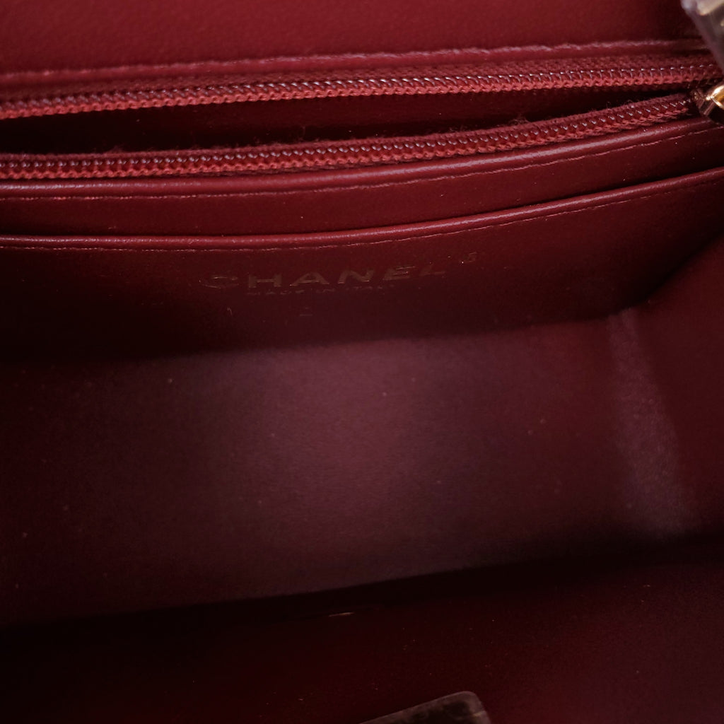CHANEL BURGUNDY LAMBSKIN MINI SQUARE FLAP BAG